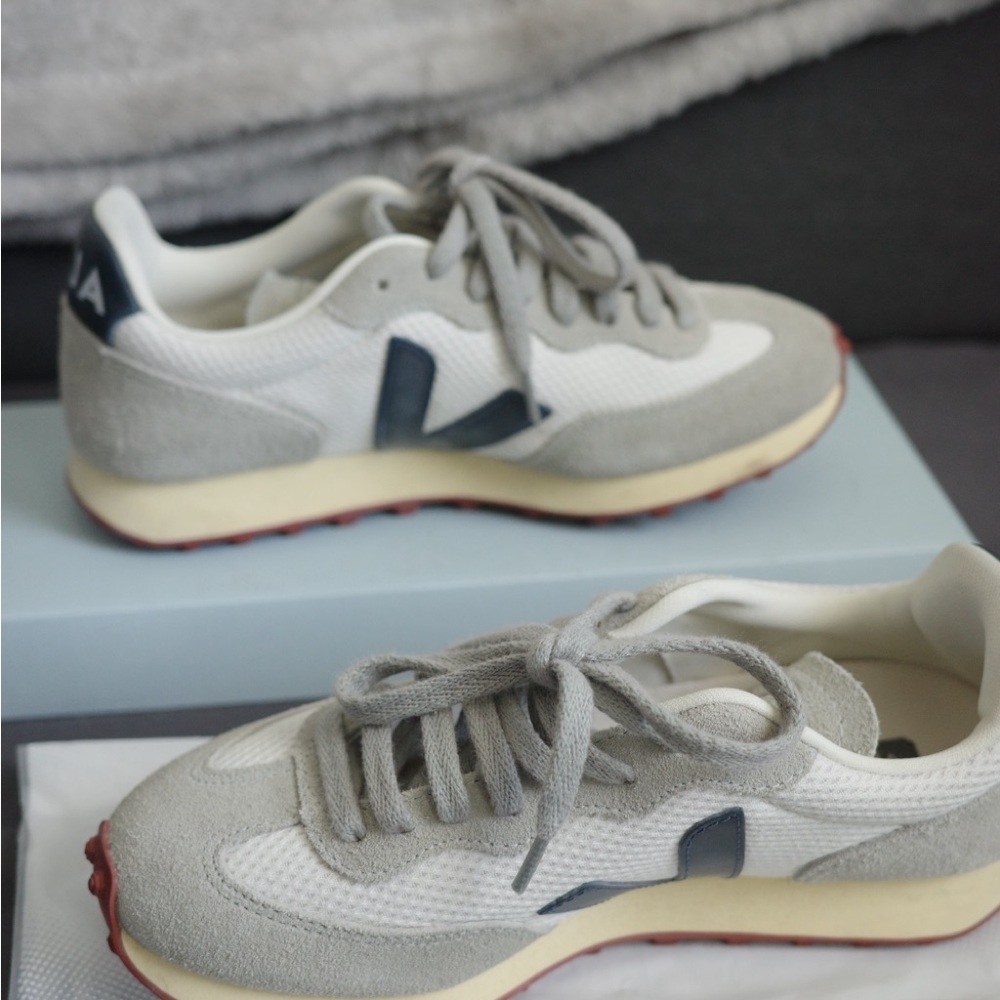 Veja Women Gray and White Sneakers
